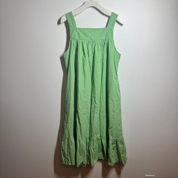 Lesserwing Dress Women Green Floral Embroidery Pocket Cottagecore Peasant - Picture 2 of 8